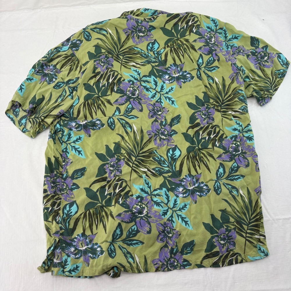 White Stag Womens Sweet‎ Pea Green Tropical Floral Rayon Button Up Shirt - Picture 4 of 5
